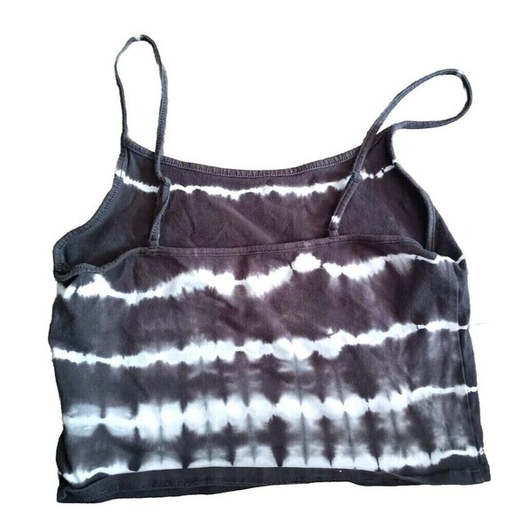 American Eagle Black White Tie Dye Cropped Cami Size Medium Athleisure Y2K 90s - Picture 2 of 4